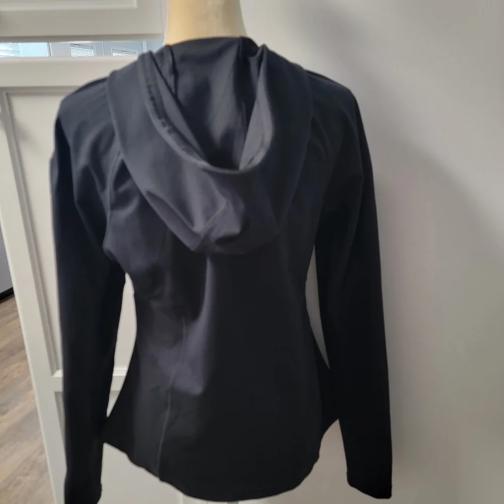 Spyder Active Jacket Womens Medium Black Full Zip Hooded Logo Athleisure Gym - Picture 4 of 12